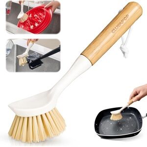 Bamboo Dish Brush with White Bristles